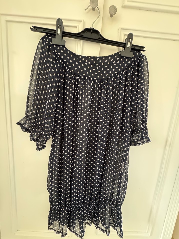 Puantiyeli Siyah  Midi Bluz - Görsel 2