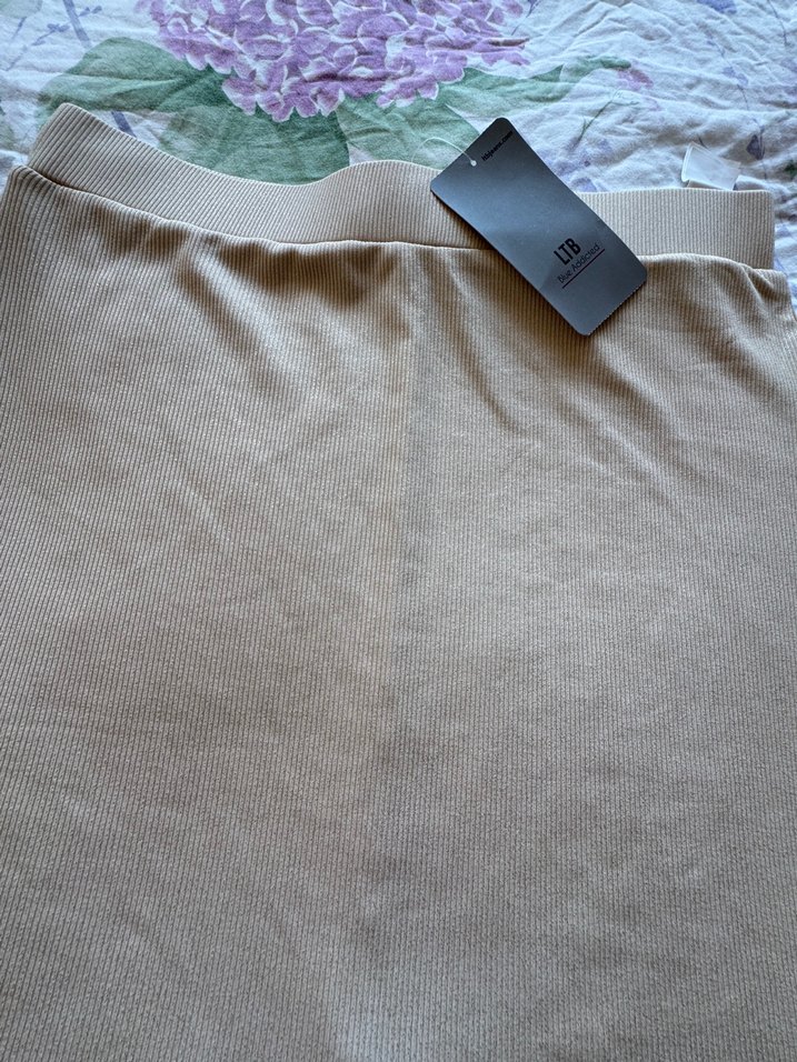 Bej Midi Derin yırtmaçlı simli kalem etek - Görsel 3