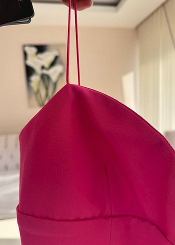 İp askılı dekolteli mini elbise - Görsel 5