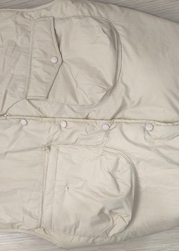 çıtçıt düğmeli Bej Kadın Midi Yelek - Görsel 2