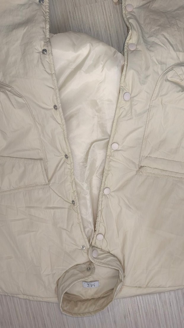 çıtçıt düğmeli Bej Kadın Midi Yelek - Görsel 3