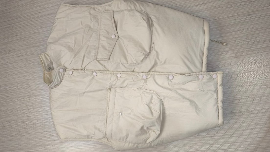 çıtçıt düğmeli Bej Kadın Midi Yelek - Görsel 2