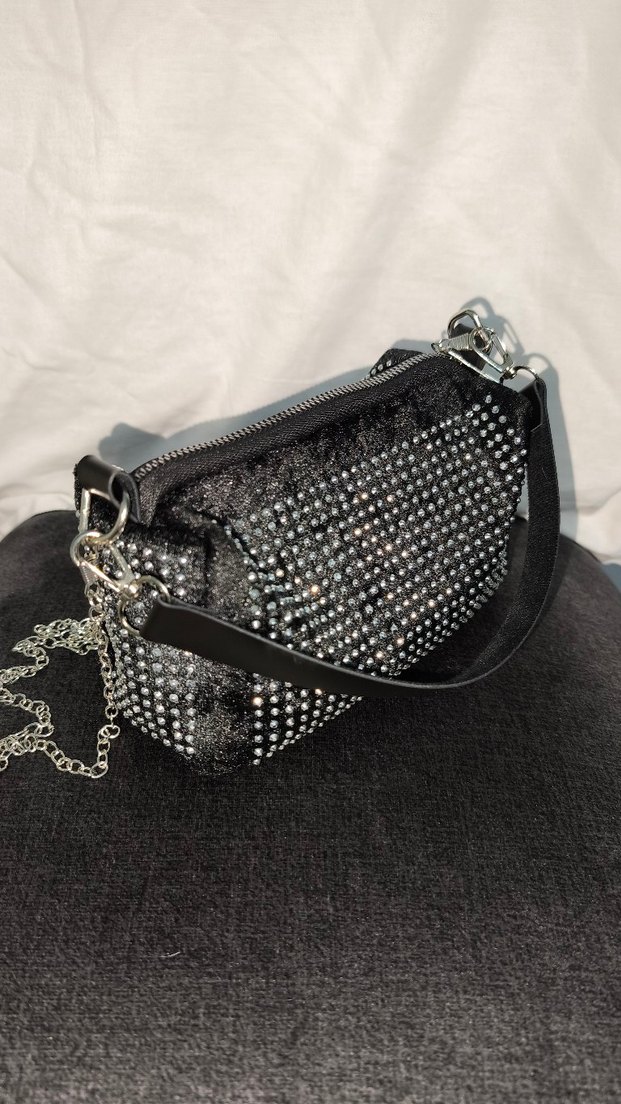 Parlak Siyah Payetli Kadın Çanta - Görsel 2