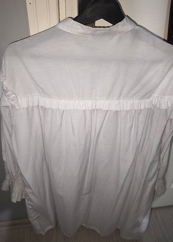 Beyaz Keten Düğmeli Bohem Gömlek - Görsel 5