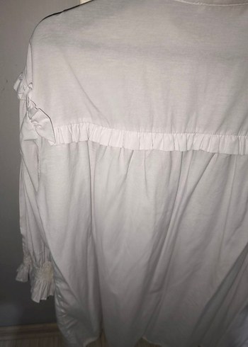 Beyaz Keten Düğmeli Bohem Gömlek - Görsel 6