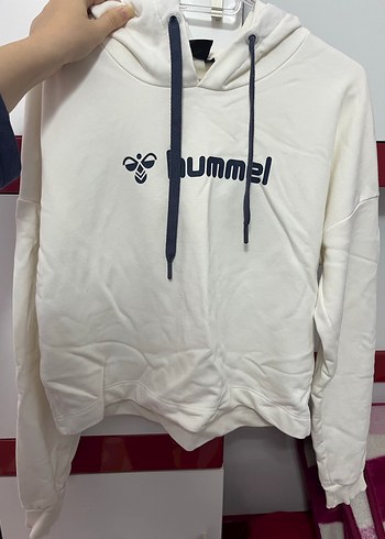 Beyaz Hummel Kapüşonlu crop Sweatshirt