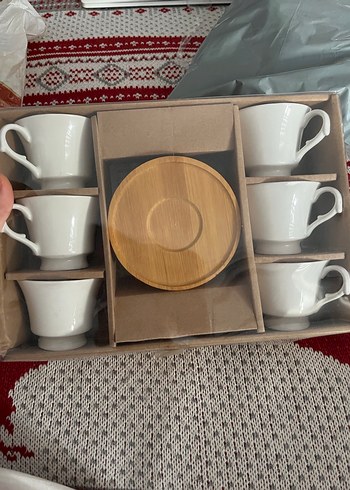 Beyaz Porselen 6'lı Kahve Fincanı Seti