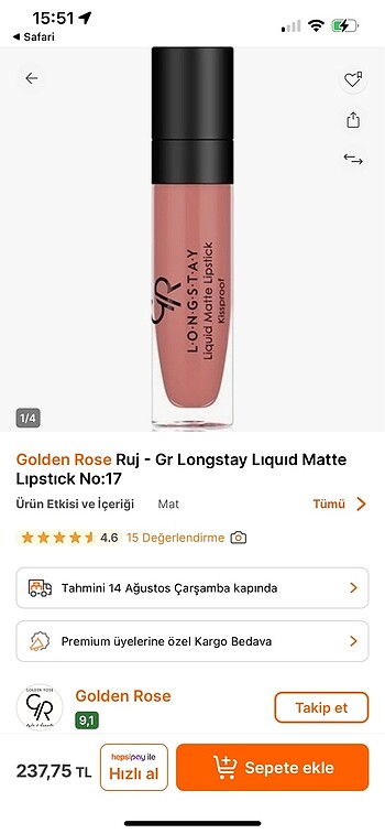 Golden rose 17 numara ruj