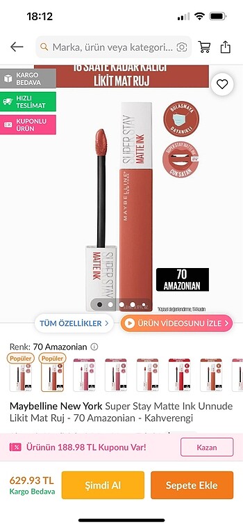 Maybelline Amazon no 70 ruj