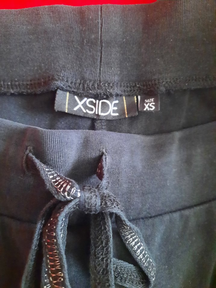 xside Siyah Kuşaklı Rahat Eşofman Altı, kapri - Görsel 3