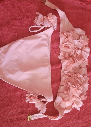 Penti Pembe Çiçekli Fırfırlı Mini Bikini