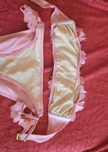 36 Beden pembe Renk Pembe Çiçekli Fırfırlı Mini Bikini