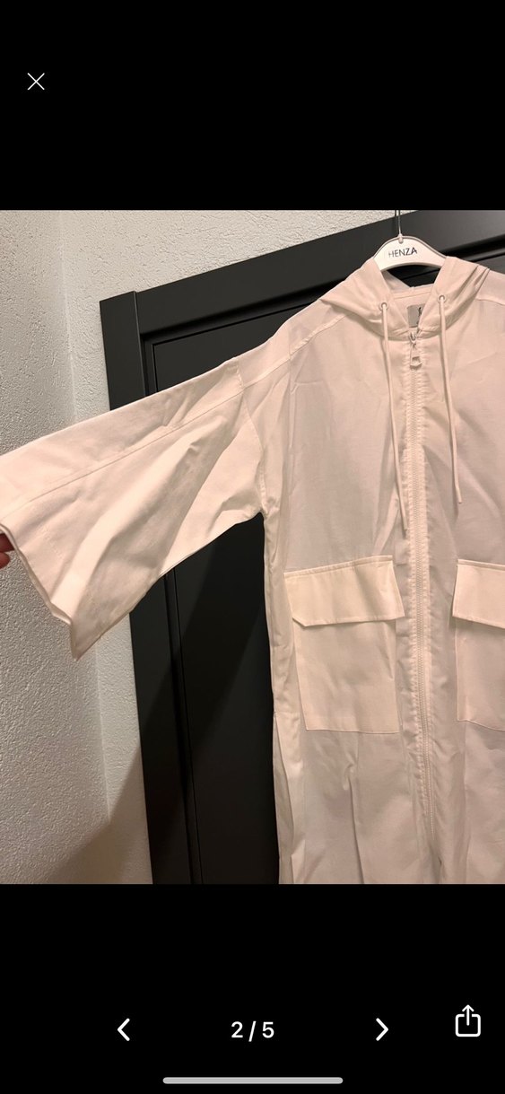 Beyaz Midi Kadın Keten Yağmurluk - Görsel 2