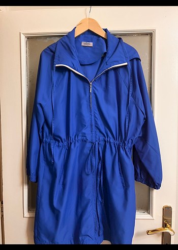 Mavi Midi Boy Rahat Kesim Yağmurluk - Görsel 3