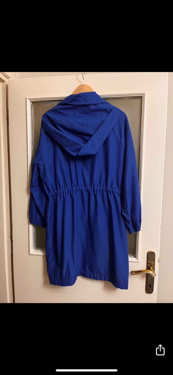 Mavi Midi Boy Rahat Kesim Yağmurluk - Görsel 4