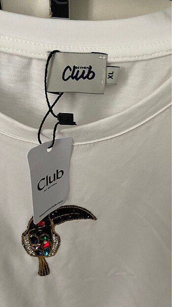 xl Beden Beymen papağan taşlı tshirt