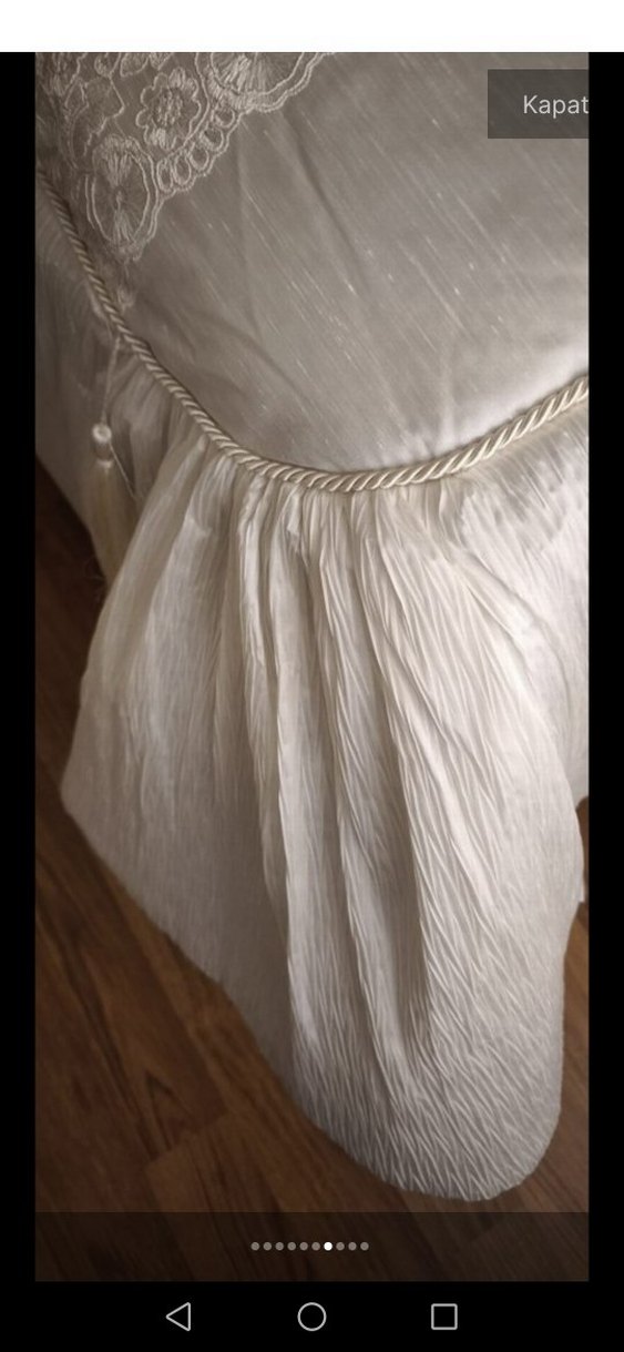 İşlemeli Beyaz Yatak Örtüsü (karaca) - Görsel 3