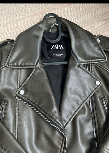 s Beden Zara yeşil Deri Biker Ceket