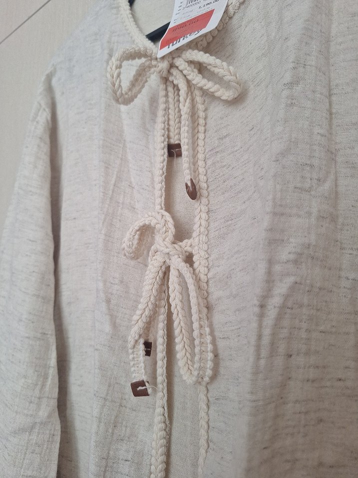 Bej Midi Keten Kadın Ceket - Görsel 2