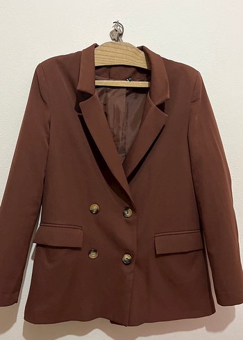 Düğmeli Kahverengi Kadın Blazer Ceket