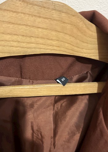 40 Beden kahverengi Renk Düğmeli Kahverengi Kadın Blazer Ceket