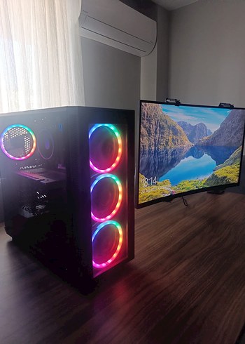 RGB Aydınlatmalı Çok Renkli Masaüstü Bilgisayar monitör dahil