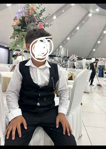 Çocuk Siyah Kemerli Yelekli Takım - Görsel 2