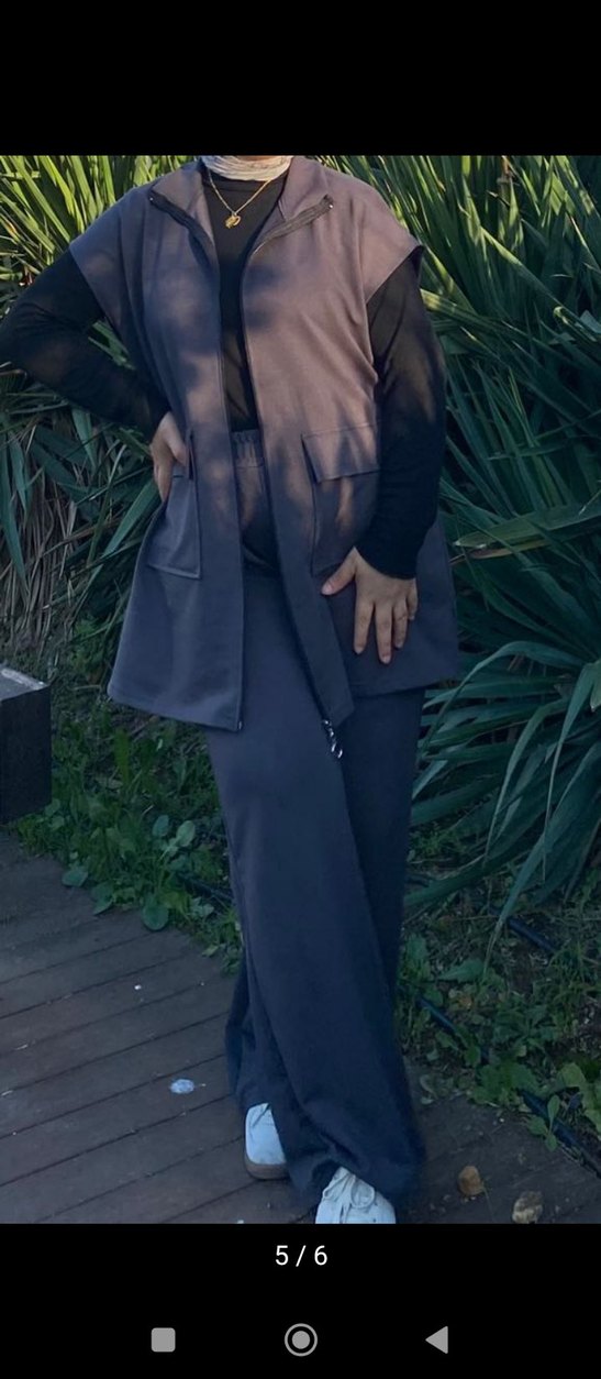 Gri Kadın Regular Fit Midi Takım - Görsel 4