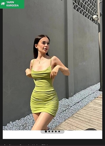 s Beden yeşil Renk Yeşil Dagaje Yaka Elbise