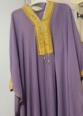 Mor Etnik Desenli Uzun Salaş Kadın Elbise - Görsel 2