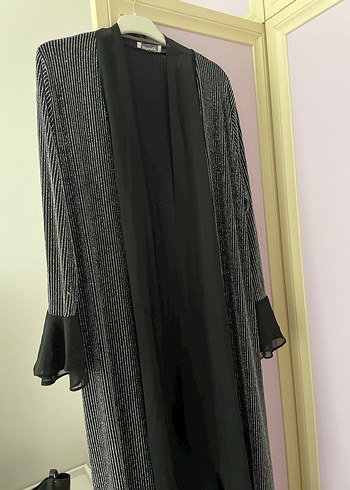 Gri Siyah Desenli Uzun Kadın Elbise - Görsel 2