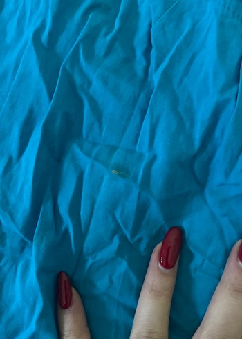 Mavi Uzun Kollu Keten Bohem Gömlek - Görsel 3