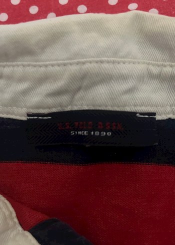 Uzun Kollu Çizgili Kırmızı Lacivert Polo Tişört - Görsel 3