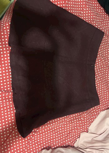 Bordo Mini Etek, Fırfırlı, Dar Kesim - Görsel 2