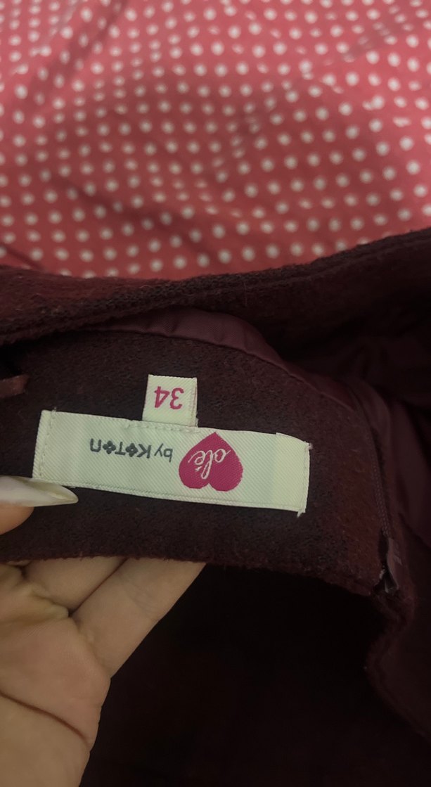 Bordo Mini Etek, Fırfırlı, Dar Kesim - Görsel 3