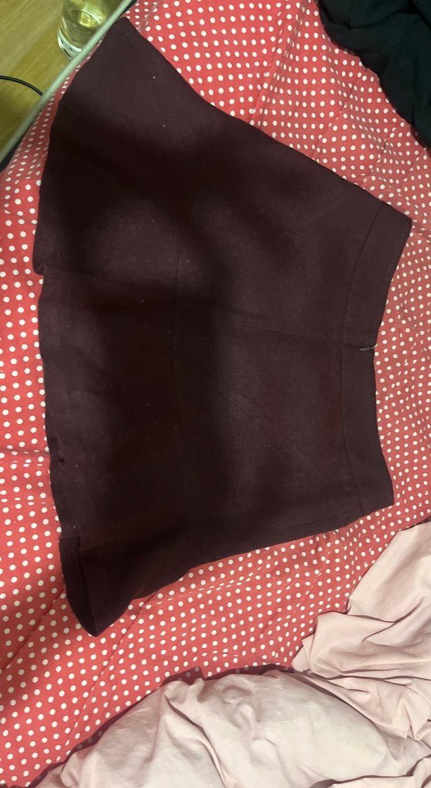 Bordo Mini Etek, Fırfırlı, Dar Kesim - Görsel 2