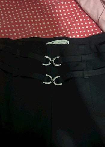 Kadın Siyah Kemerli Kumaş Pantolon - Görsel 3