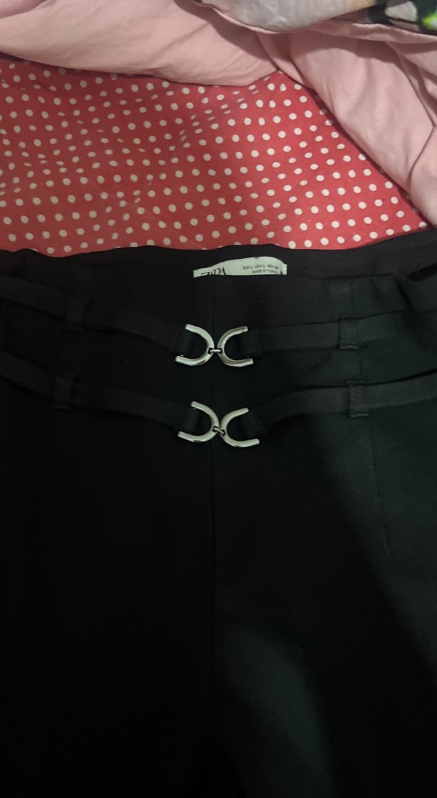 Kadın Siyah Kemerli Kumaş Pantolon - Görsel 3