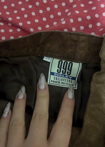 Düğmeli Kahverengi Süet Mini Etek - Görsel 3