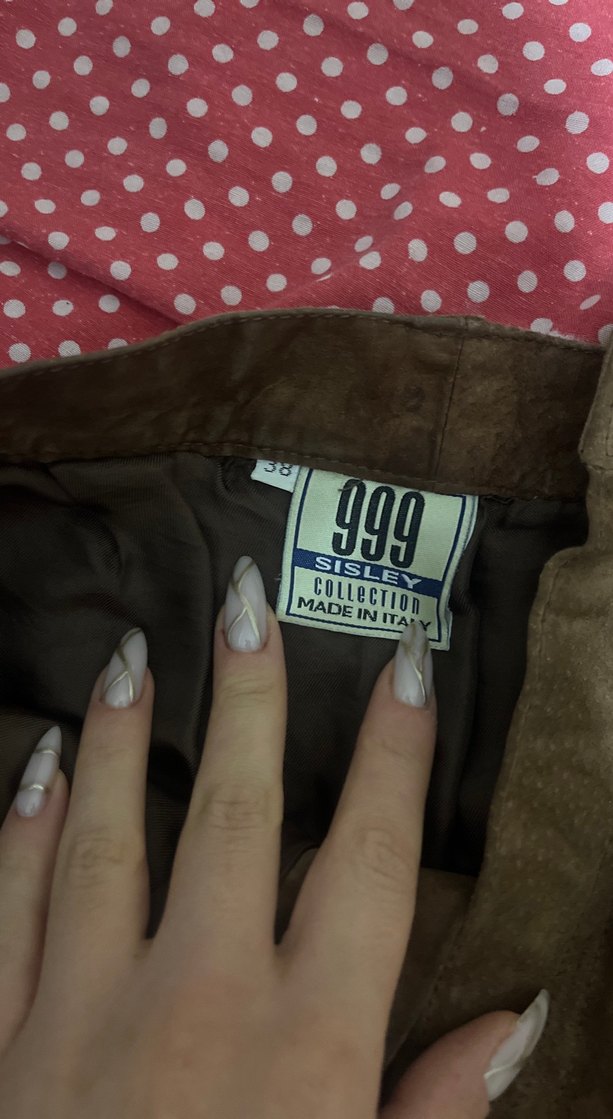 Düğmeli Kahverengi Süet Mini Etek - Görsel 3