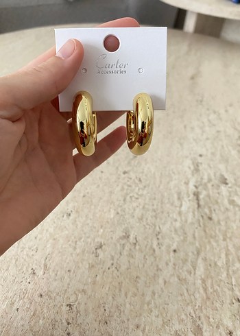 Gold Renkli Midi Boy Basic Halka Küpe - Görsel 2