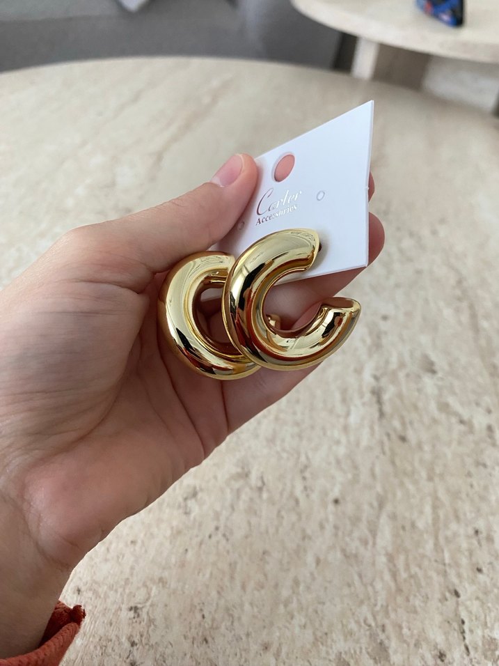 Gold Renkli Midi Boy Basic Halka Küpe - Görsel 3