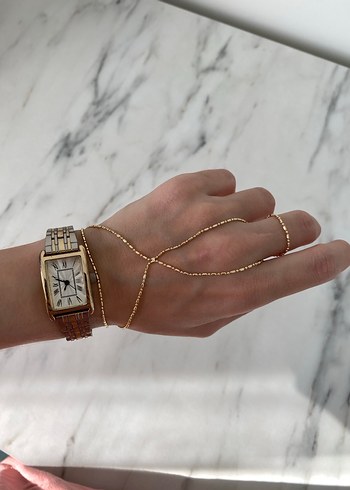 Zincir Detaylı Altın Renkli Kadın El Zinciri - Görsel 2