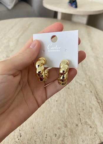 Parlak Altın Mini Yılan Desenli Küpe - Görsel 2