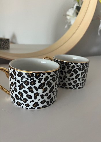 H&M Home Leopar Desenli Kahve Fincanı ve Tabağı