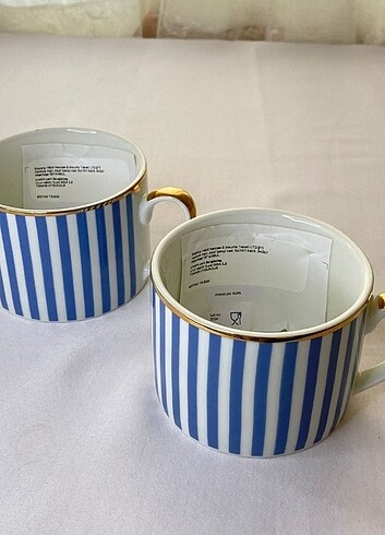 H&M Home Mavi çizgili 2 adet fincan