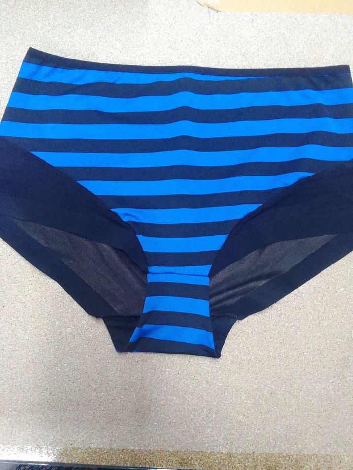 Mavi Siyah Çizgili Dantelli Kadın Külot - Görsel 4