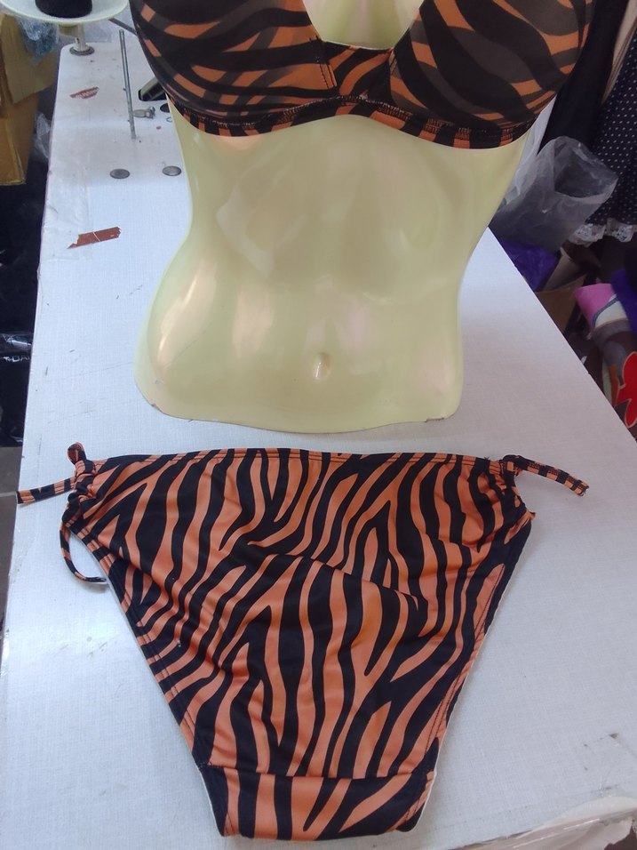 Kahverengi Zebra Desenli Mini Bikini - Görsel 5