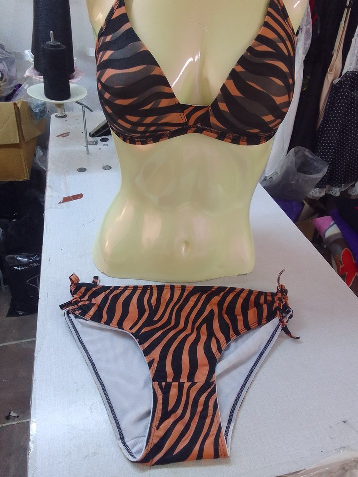 Kahverengi Zebra Desenli Mini Bikini - Görsel 2