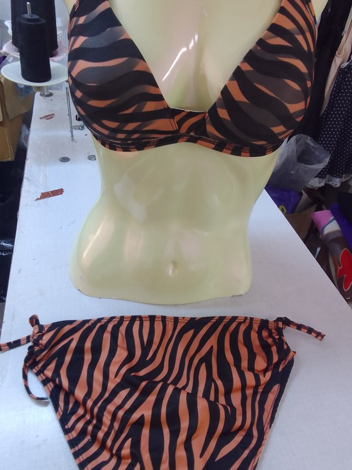 Kahverengi Zebra Desenli Mini Bikini - Görsel 4